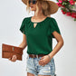 Women's Full Size Cutout Round Neck Petal Sleeve Blouse