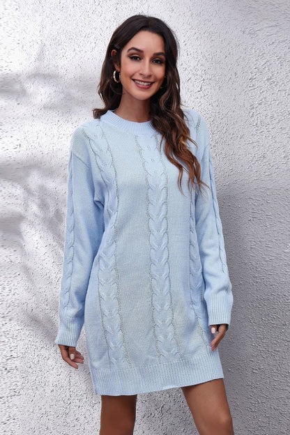 Athena Rea Cable-Knit Round Neck Sweater Dress