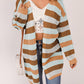 Full Size Striped Long Sleeve Openwork Cardigan