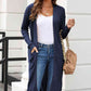 Full Size Open Front Slit Cardigan with Pockets
