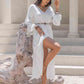 Amelia Tie Neck Long Sleeve Midi Tiered Dress