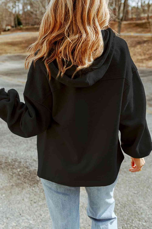 Hannah Full Size Zip-Up Drawstring Hooded Jacket