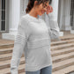 Hannah&Mea Round Neck Openwork Long Sleeve Pullover Sweater