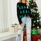 Christmas Tree Round Neck Ribbed Trim Sweater