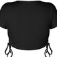 Round Neck Short Sleeve Drawstring Tee