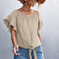 Women's Flutter Sleeve Tie-Front Blouse