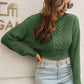 Cropped Mock Neck Cable Knit Pullover Sweater