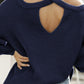 Ribbed Long Sleeve Cold Shoulder Knit Top