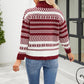 Geometric Turtleneck Long Sleeve Sweater