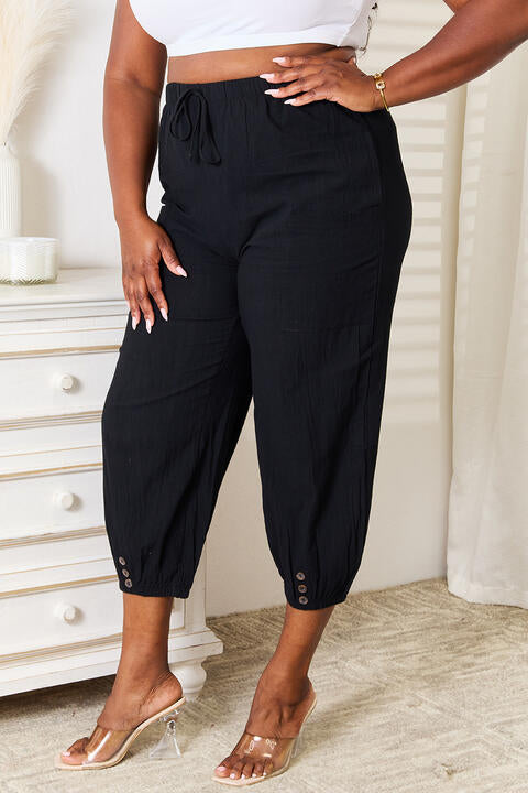 Double Take Decorative Button Cropped Pants *
