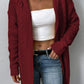 Cable-Knit Dropped Shoulder Hooded Cardigan