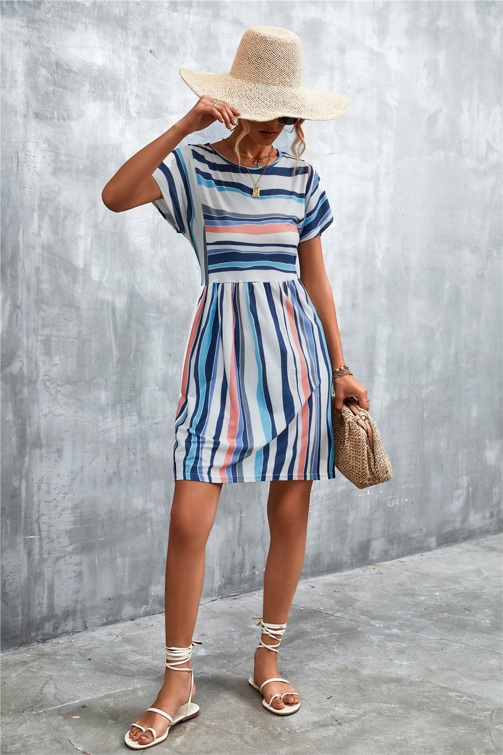 Women's Striped Round Neck Dress