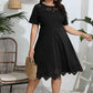 Plus Size Round Neck Openwork Dress