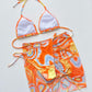 SO BOLD Multicolored Drawstring Ruched Three-Piece Swim Set