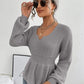 Notched Dropped Shoulder Knit Top