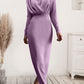 Ruched Turtleneck Long Sleeve Dress