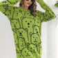 Athena Rea Bear Pattern Round Neck Sweater Dress