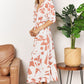 Double Take Camel Printed Surplice Balloon Sleeve Dress