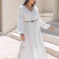 Amelia Tie Neck Long Sleeve Midi Tiered Dress