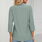 Full Size Eyelet Three-Quarter Sleeve Blouse