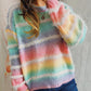 Striped Round Neck Long Sleeve Sweater