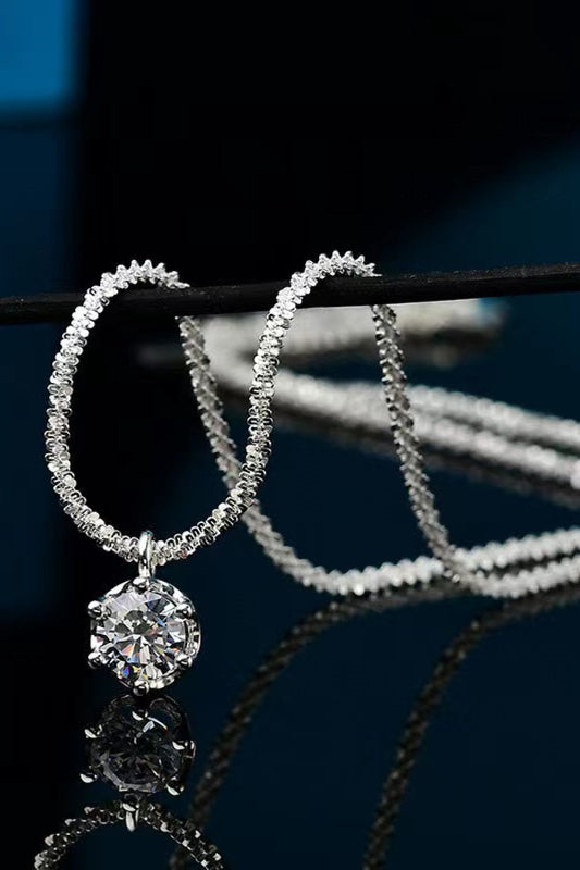 Women's 1 Carat Moissanite 925 Sterling Silver Necklace