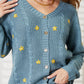 HEYSON Full Size Floral Embroidered Cable Teal Cardigan
