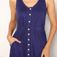 Double Take Navy Blue Full Size Button Front Empire Waist Sleeveless Slit Magic Dress