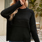 Malibu Dreams Round Neck Openwork Long Sleeve Pullover Sweater