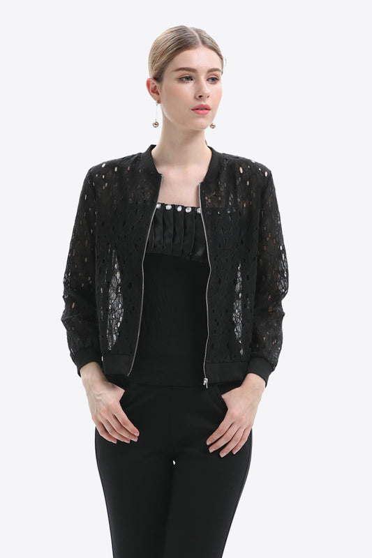 Women's Openwork Zip Up Jacket