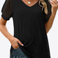 Swiss Dot Puff Sleeve V-Neck Tee