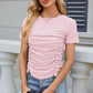 Eyelet Ruched Round Neck Short Sleeve T-Shirt