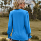 Full Size Notched Neck Flounce Sleeve Blouse