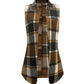 Plaid Open Front Collared Neck Vest