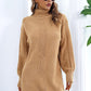 Openwork Turtleneck Long Sleeve Sweater Dress