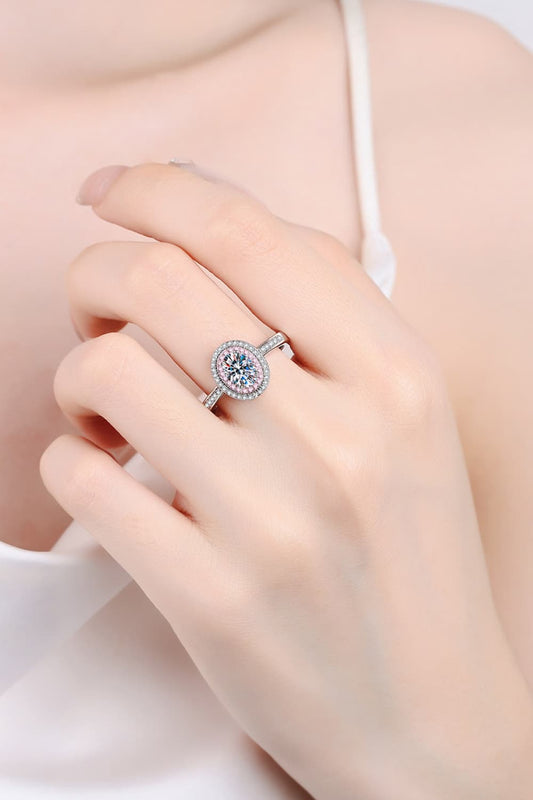 1 Carat Moissanite 925 Sterling Silver Halo Ring 💜