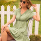 Frill V-Neck Short Sleeve Ruffle Hem Dress