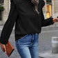 Full Size Mock Neck Ruffle Shoulder Blouse