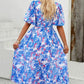 Larissa Bea Smocked Printed V-Neck Short Sleeve Dress