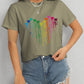 Heart Round Neck Short Sleeve T-Shirt