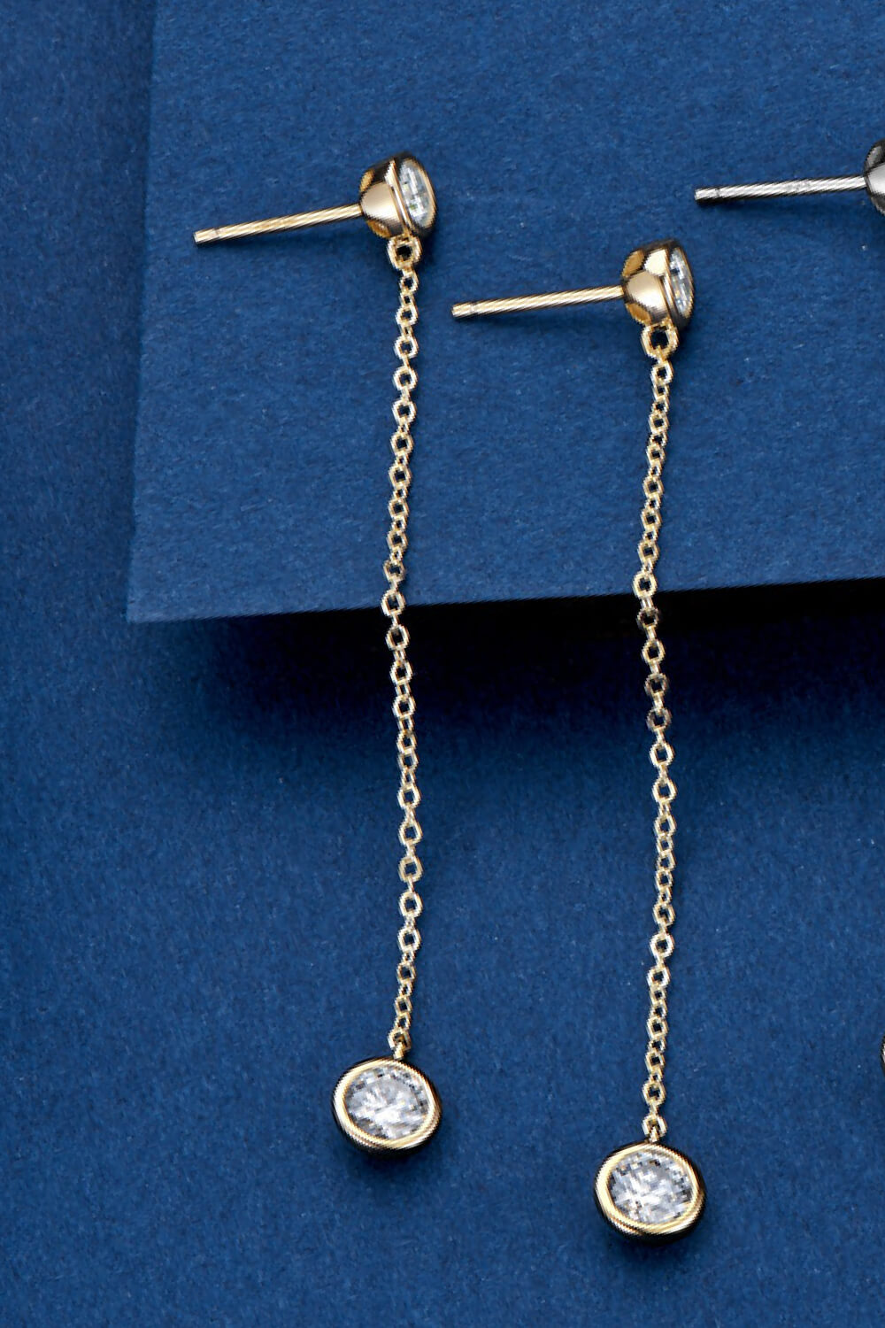 Moissanite Chain Earrings in Gold or Silver