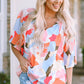 Women's Printed Notched Neck Half Sleeve Blouse