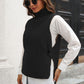 Ribbed Mock Neck Sleeveless Sweater Vest