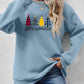 Round Neck Christmas Themed Graphic Long Sleeve Sweatshirt