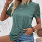 Lace Detail Short Sleeve Round Neck T-Shirt