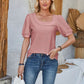 Eyelet Asymmetrical Neck Short Sleeve T-Shirt