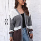 One Size Color Block Open Front Cardigan