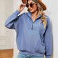 Full Size Half-Zip Dropped Shoulder Sweatshirt