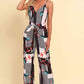White Printed Spaghetti Strap Tied Jumpsuit