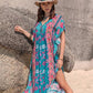 Printed Tie Neck Short Sleeve Dress